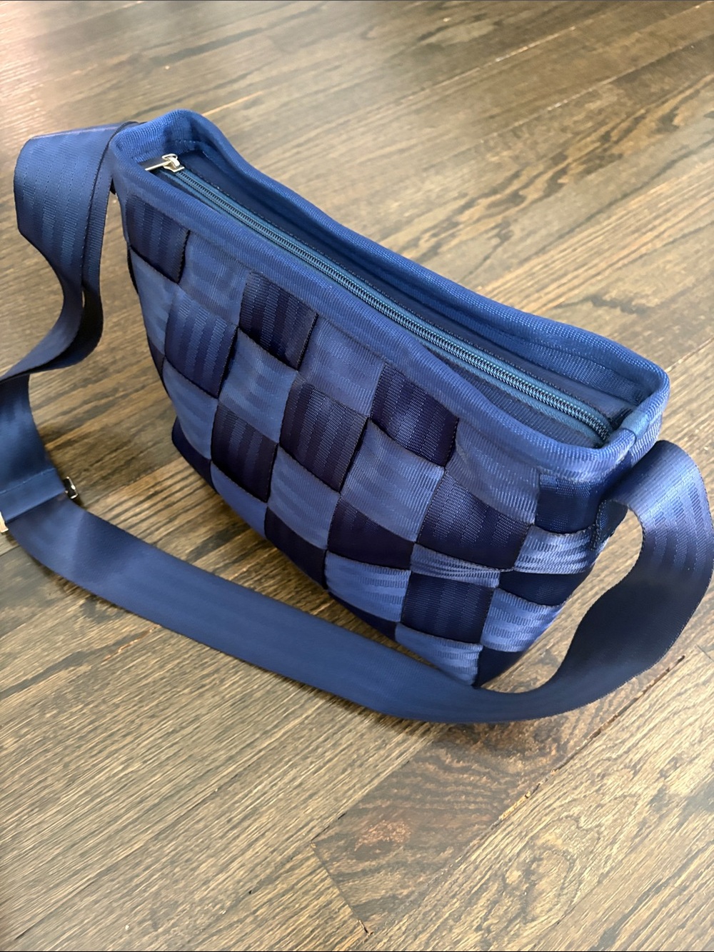 Navy Blue Woven Messenger Bag - Salvage Indigo NWT - Picture 12 of 14